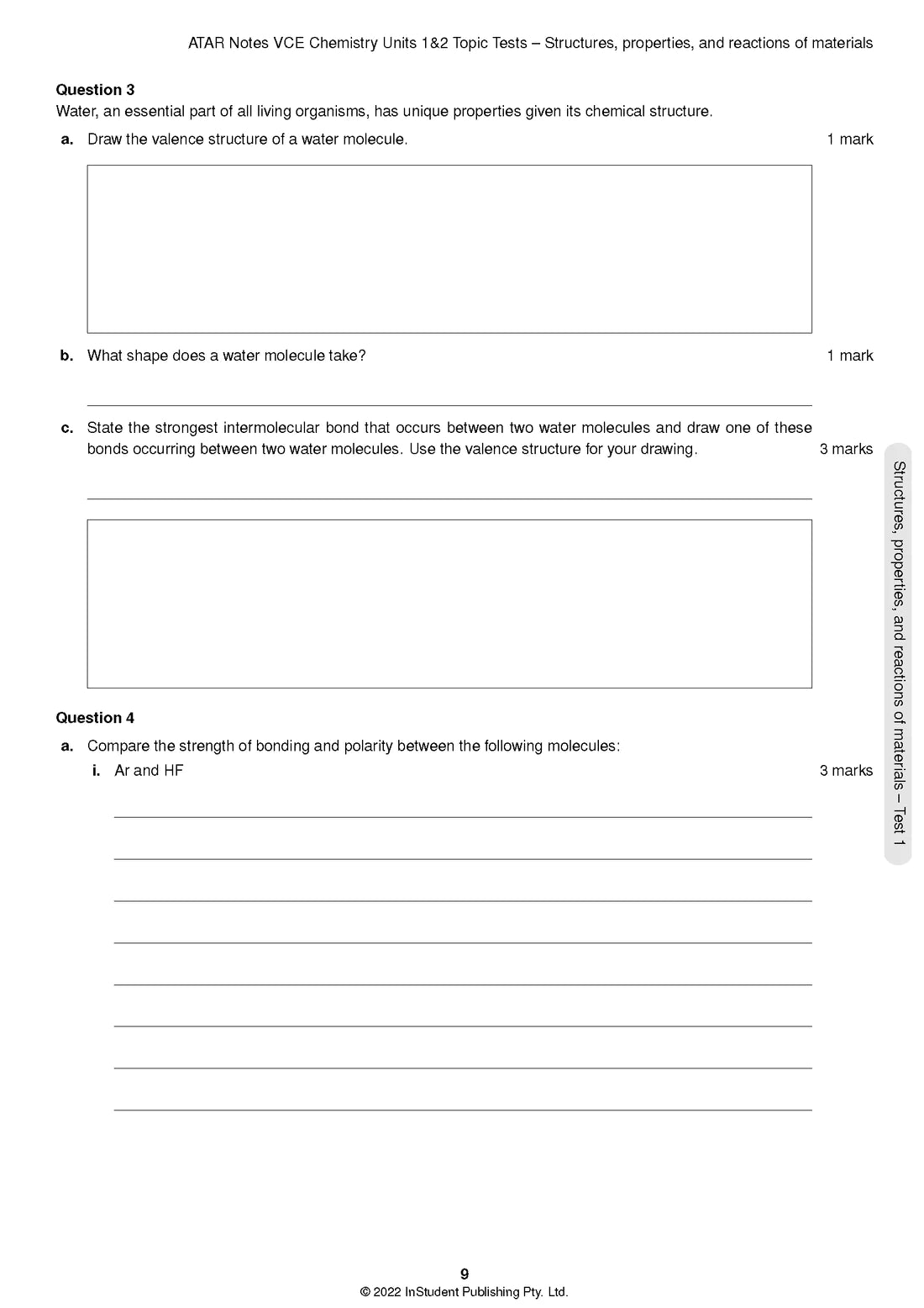 Atar Notes VCE Chemistry Units 1&2 Topic Test