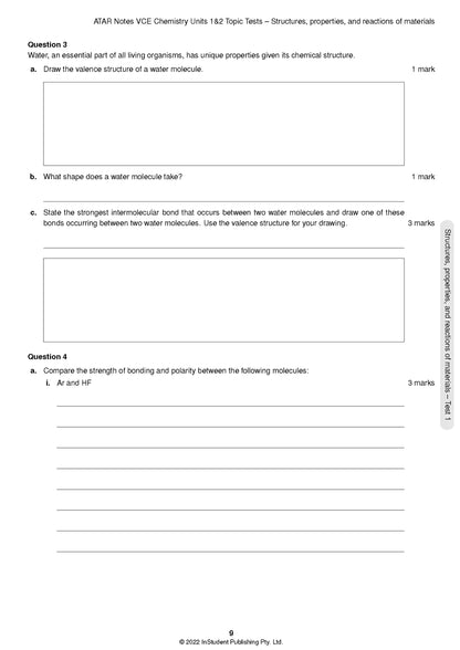 Atar Notes VCE Chemistry Units 1&2 Topic Test