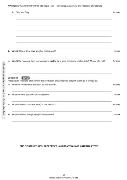 Atar Notes VCE Chemistry Units 1&2 Topic Test