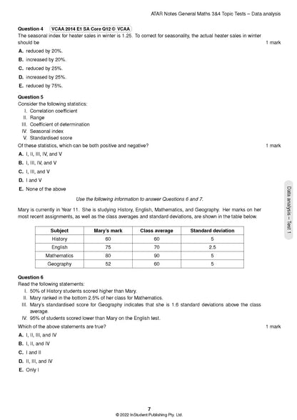 Atar Notes VCE General Maths Units 3&4 Topic Test