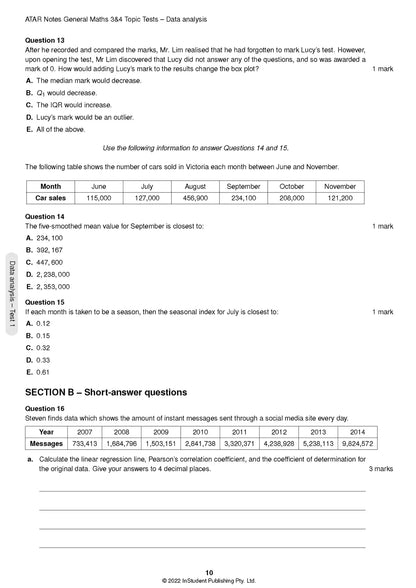 Atar Notes VCE General Maths Units 3&4 Topic Test