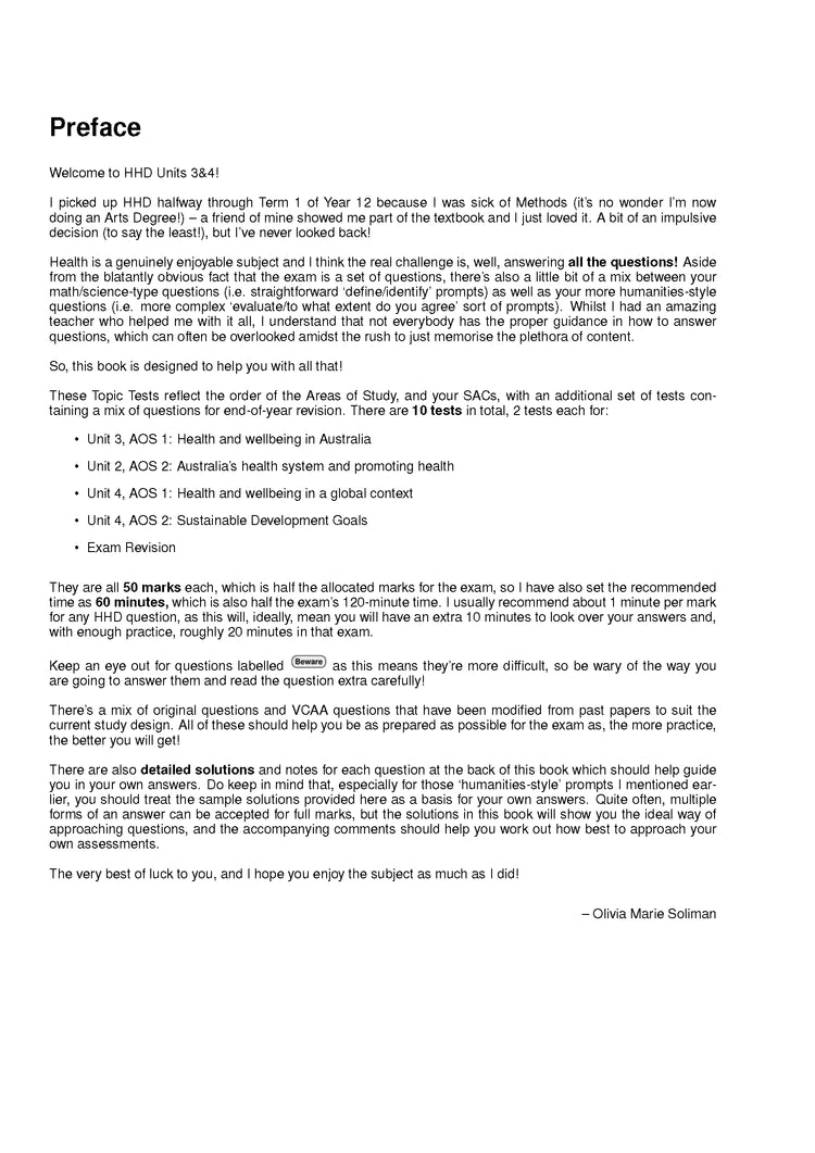 ATAR Notes Health and Human Development Units 3&4 Topic Test