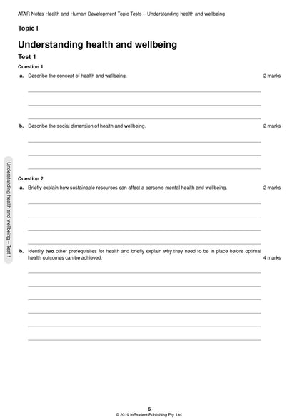 ATAR Notes Health and Human Development Units 3&4 Topic Test