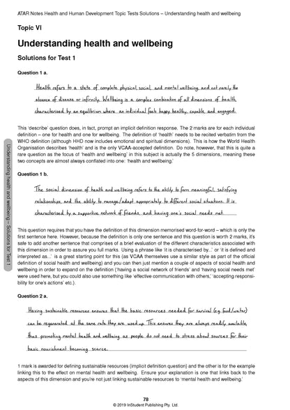 ATAR Notes Health and Human Development Units 3&4 Topic Test
