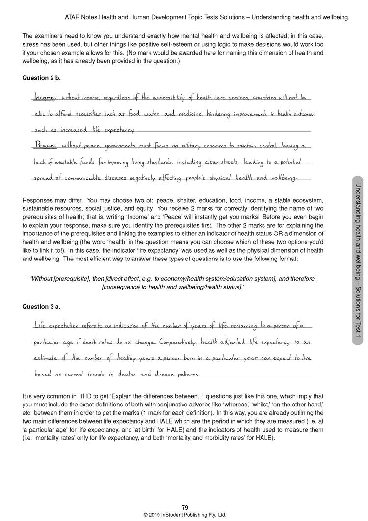 ATAR Notes Health and Human Development Units 3&4 Topic Test