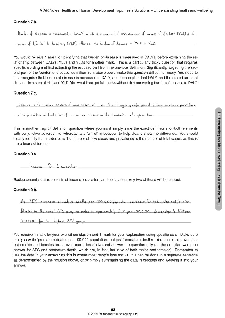 ATAR Notes Health and Human Development Units 3&4 Topic Test