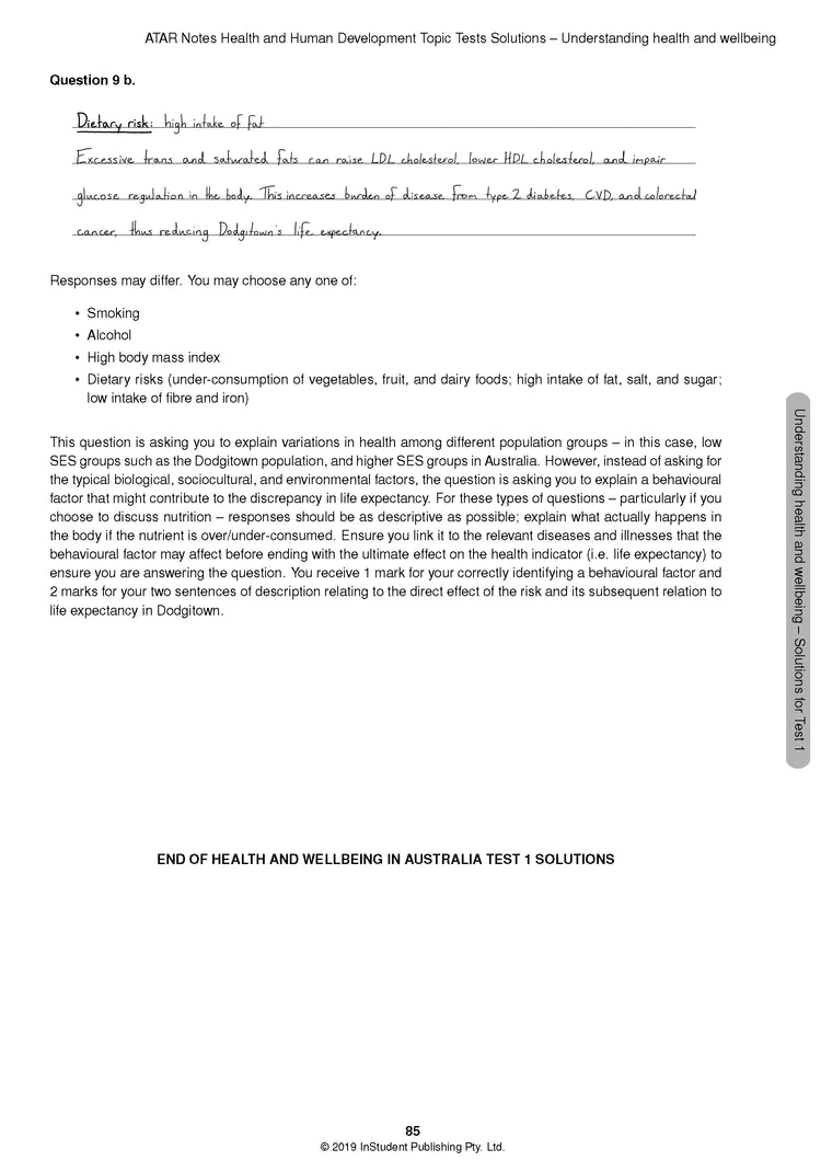 ATAR Notes Health and Human Development Units 3&4 Topic Test