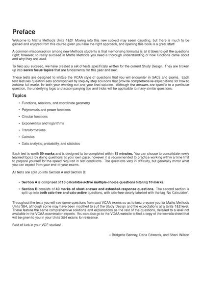 Atar Notes VCE Maths Methods Units 1&2 Topic Test