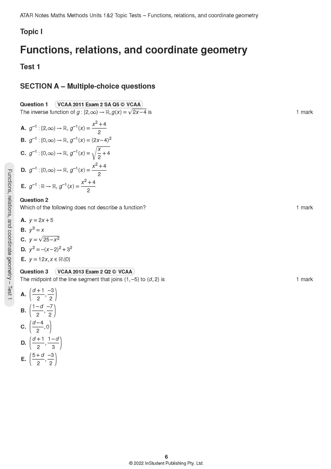 Atar Notes VCE Maths Methods Units 1&2 Topic Test