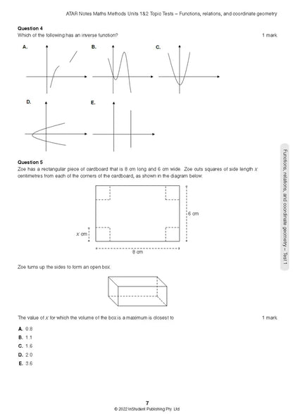 Atar Notes VCE Maths Methods Units 1&2 Topic Test