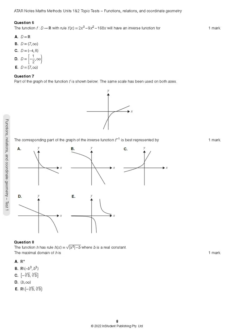 Atar Notes VCE Maths Methods Units 1&2 Topic Test