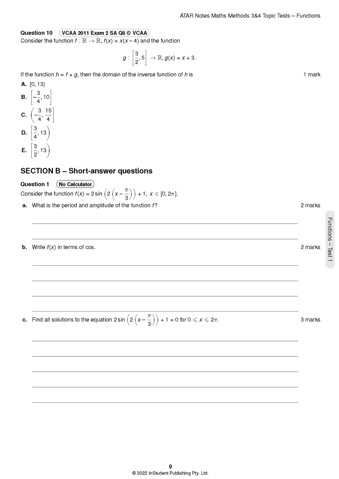 Atar Notes VCE Mathematical Methods Units 3&4 Topic Test