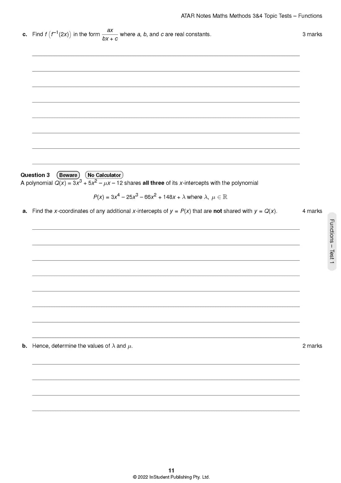 Atar Notes VCE Mathematical Methods Units 3&4 Topic Test