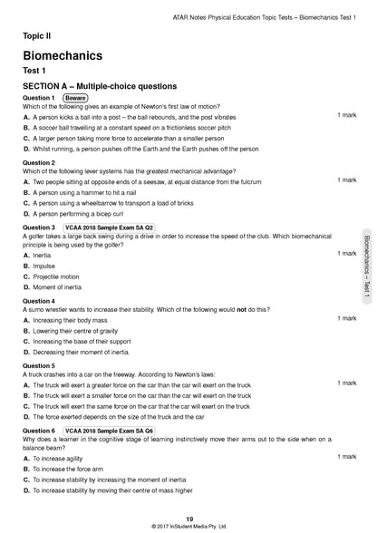 ATAR Notes Physical Education (PE) Units 3&4 Topic Test