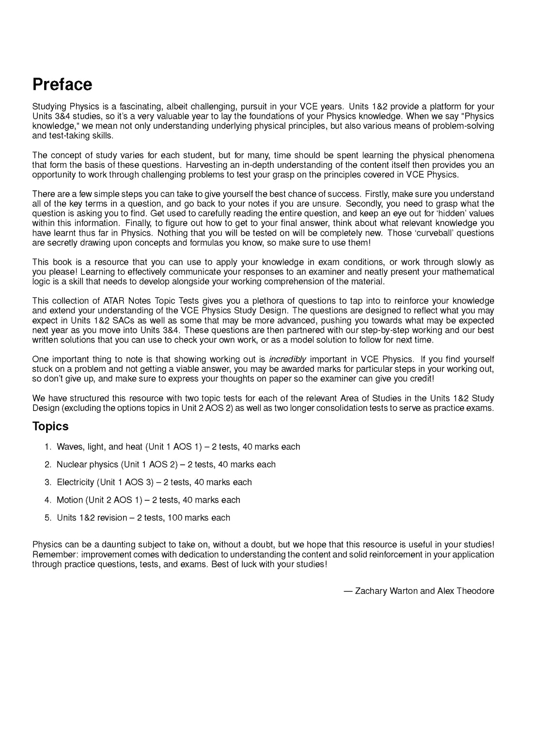ATAR Notes VCE Physics 1&2 Topic Tests