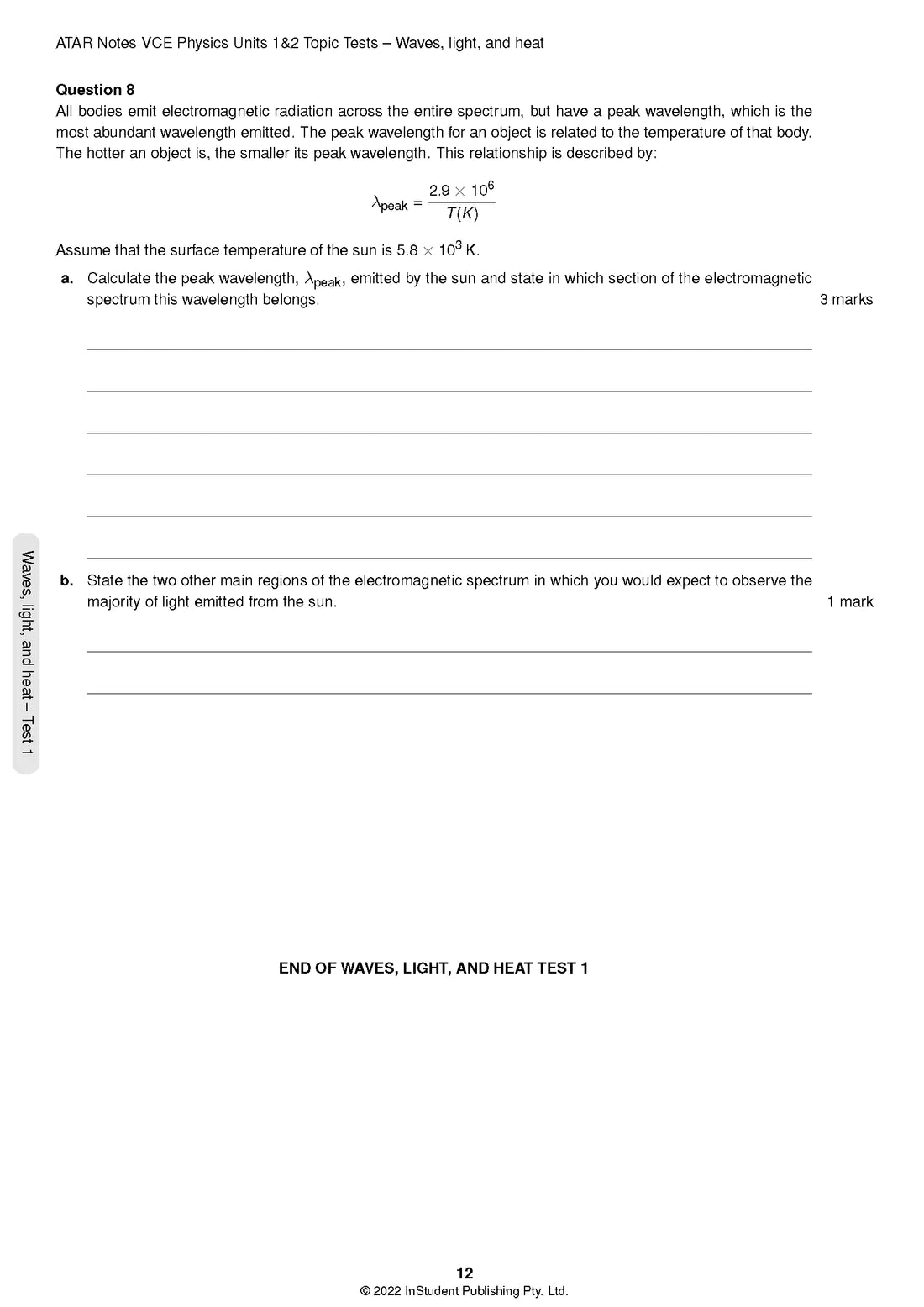 ATAR Notes VCE Physics 1&2 Topic Tests