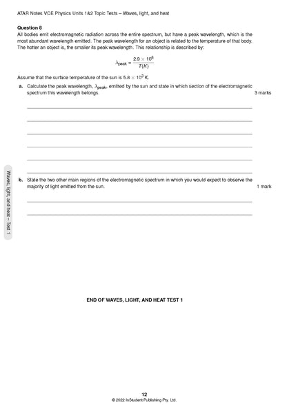 ATAR Notes VCE Physics 1&2 Topic Tests