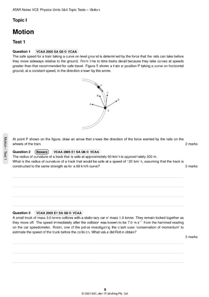 ATAR Notes VCE Physics 3&4 Topic Tests