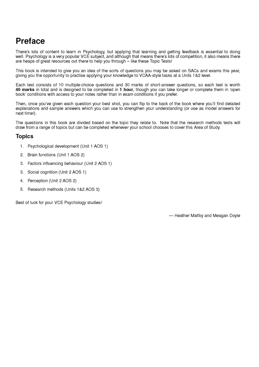 ATAR Notes VCE Psychology 1&2 Topic Tests