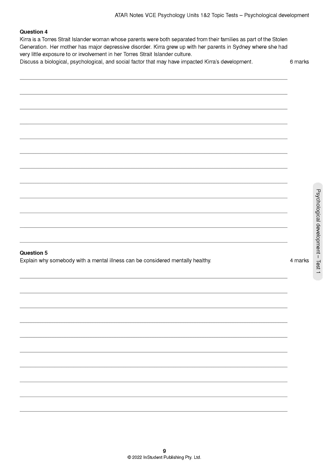 ATAR Notes VCE Psychology 1&2 Topic Tests