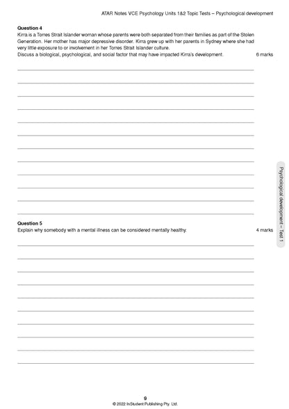 ATAR Notes VCE Psychology 1&2 Topic Tests