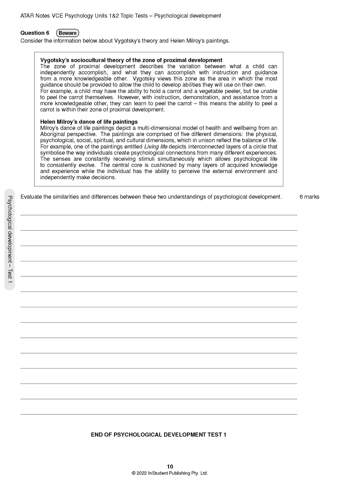 ATAR Notes VCE Psychology 1&2 Topic Tests