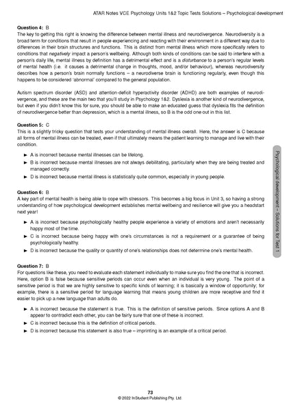 ATAR Notes VCE Psychology 1&2 Topic Tests
