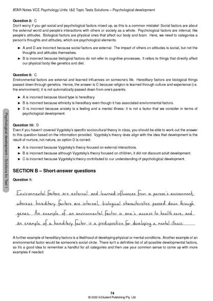 ATAR Notes VCE Psychology 1&2 Topic Tests