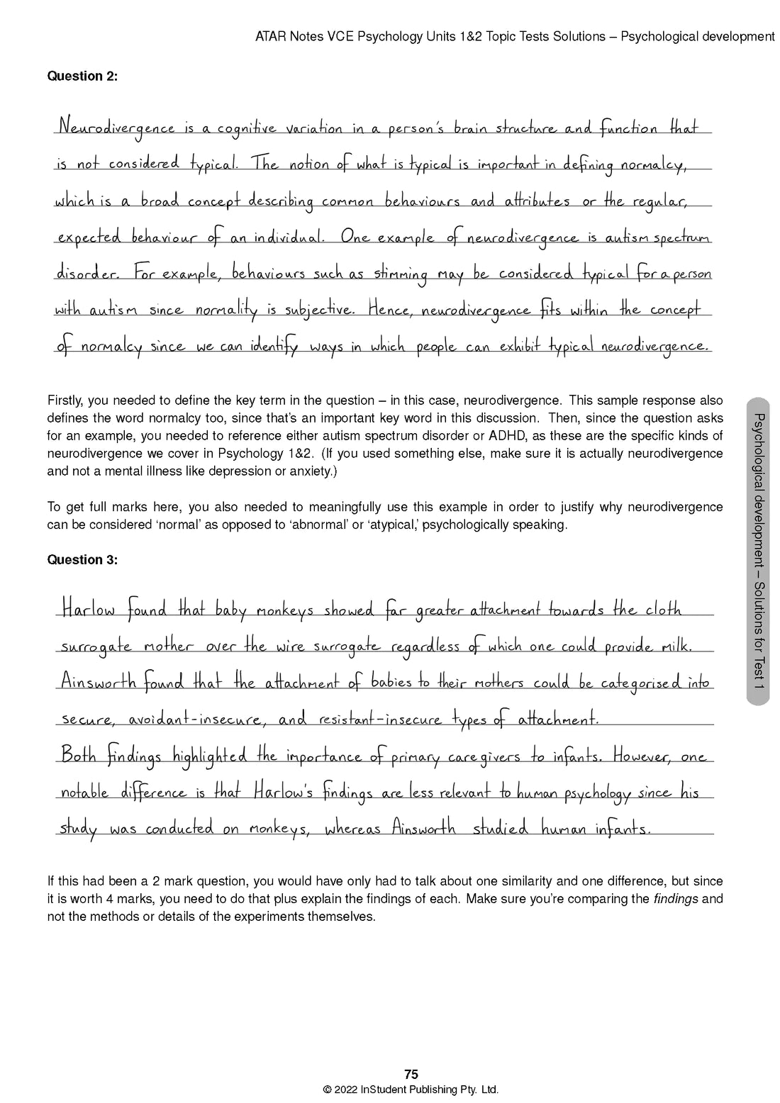ATAR Notes VCE Psychology 1&2 Topic Tests