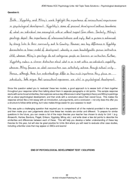 ATAR Notes VCE Psychology 1&2 Topic Tests