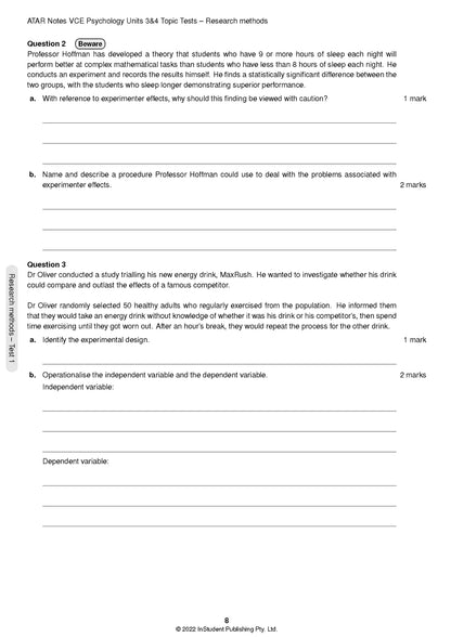 Atar Notes VCE Psychology Units 3&4 Topic Test
