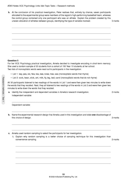 Atar Notes VCE Psychology Units 3&4 Topic Test