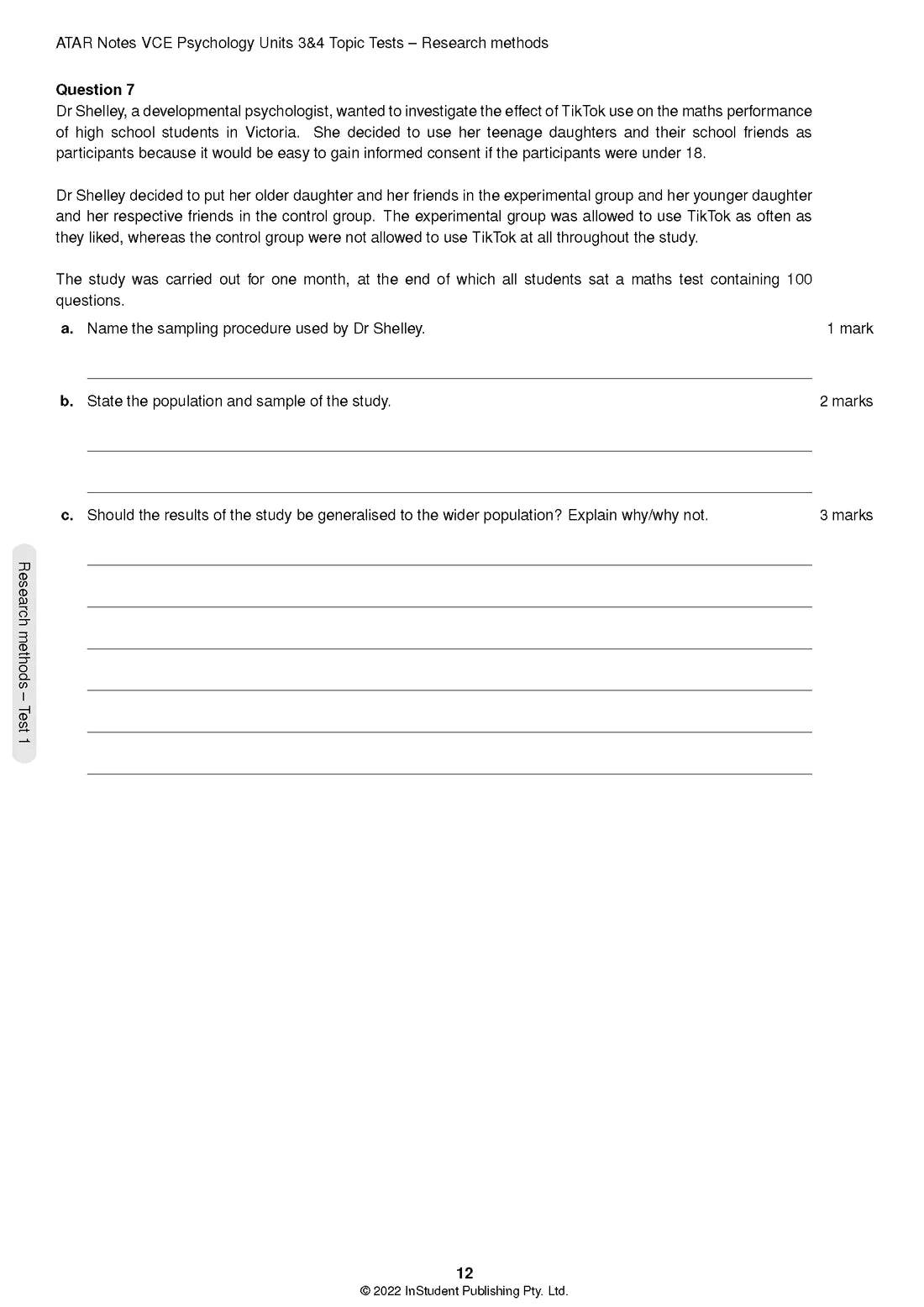 Atar Notes VCE Psychology Units 3&4 Topic Test