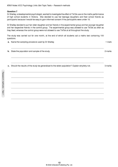 Atar Notes VCE Psychology Units 3&4 Topic Test
