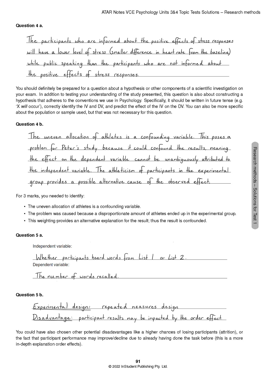 Atar Notes VCE Psychology Units 3&4 Topic Test