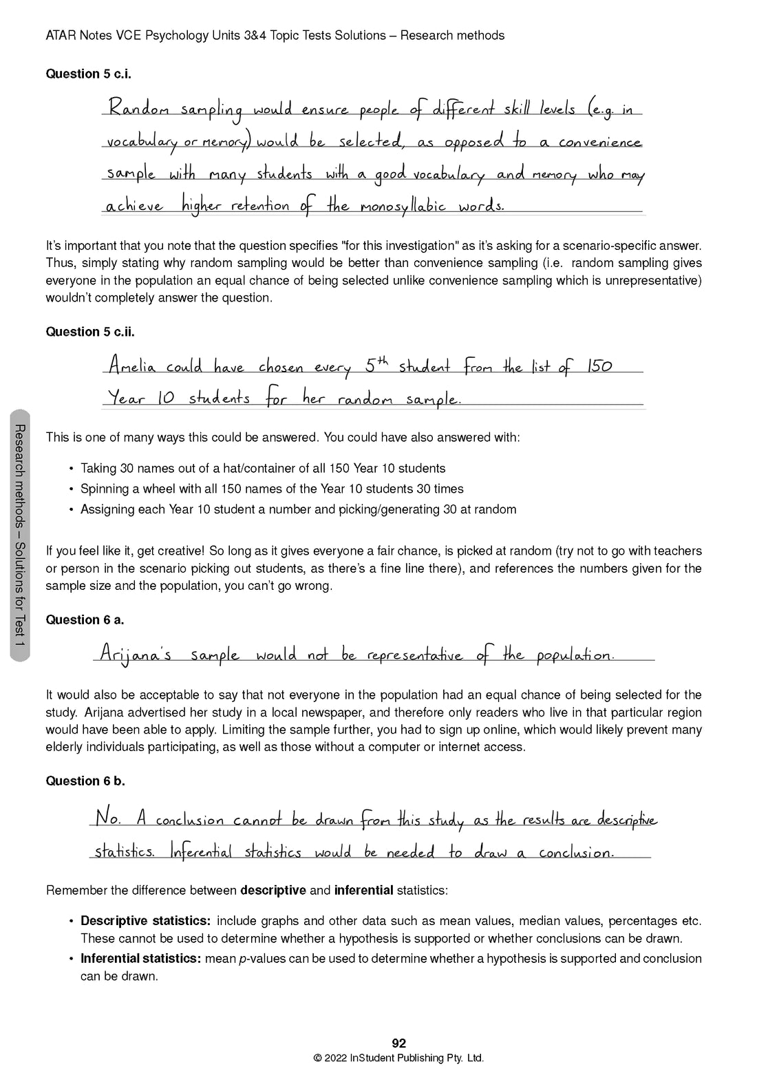 Atar Notes VCE Psychology Units 3&4 Topic Test