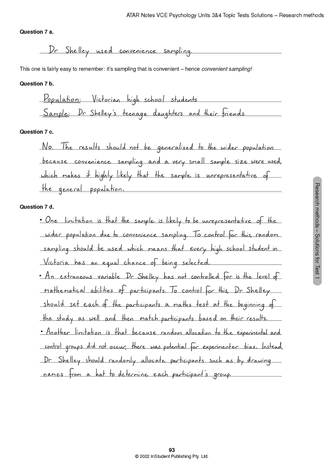 Atar Notes VCE Psychology Units 3&4 Topic Test