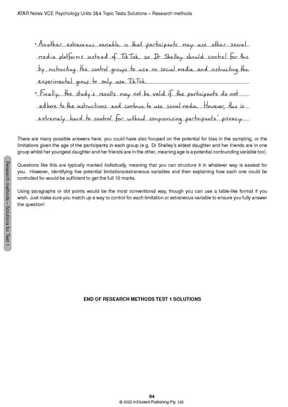 Atar Notes VCE Psychology Units 3&4 Topic Test