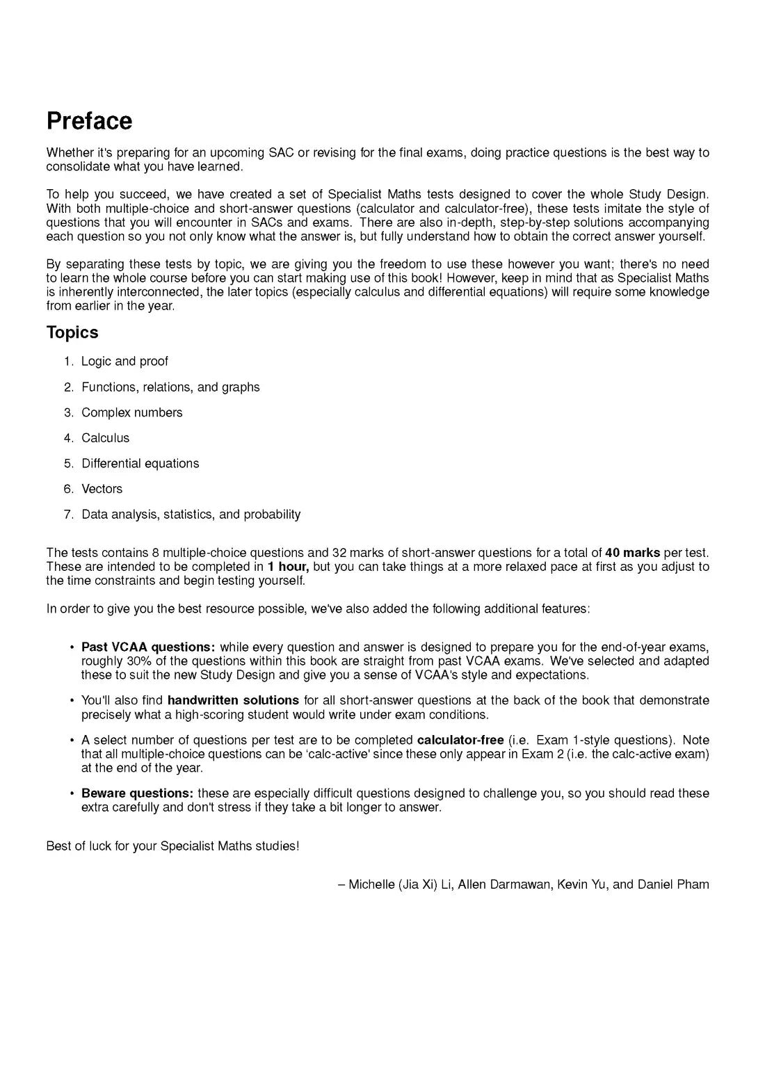 Atar Notes VCE Specialist Maths Units 3&4 Topic Test