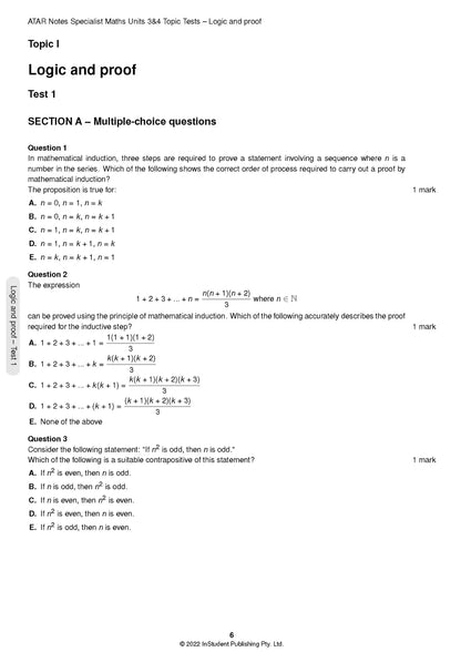 Atar Notes VCE Specialist Maths Units 3&4 Topic Test