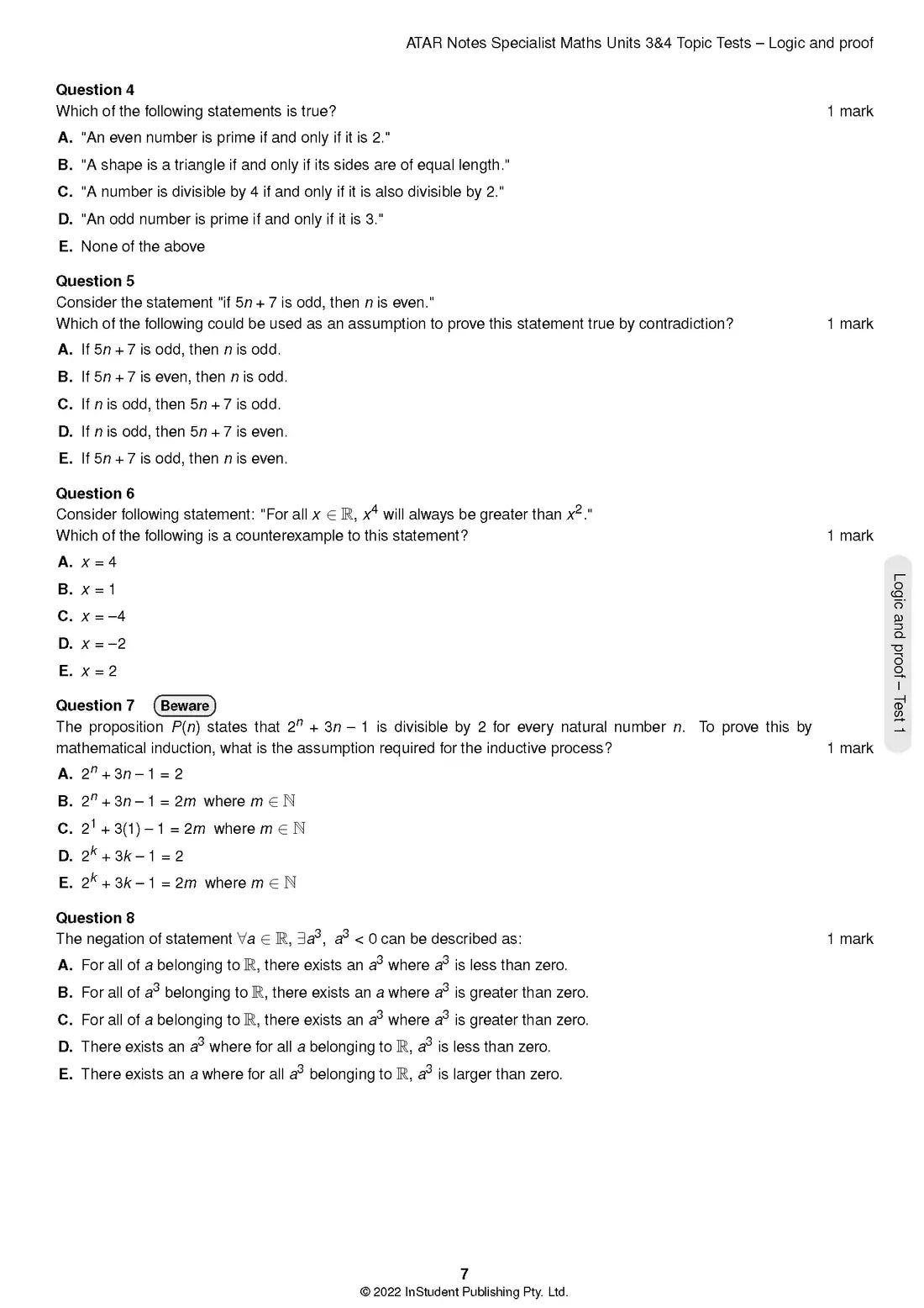Atar Notes VCE Specialist Maths Units 3&4 Topic Test