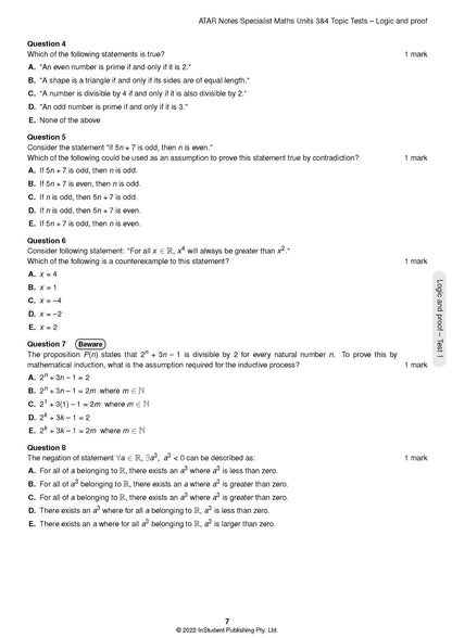 Atar Notes VCE Specialist Maths Units 3&4 Topic Test