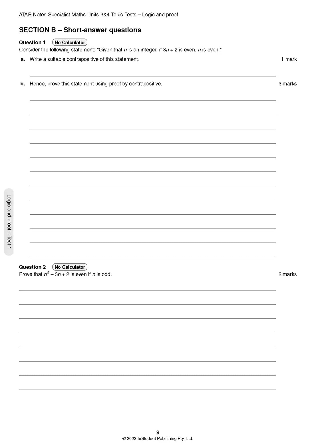 Atar Notes VCE Specialist Maths Units 3&4 Topic Test