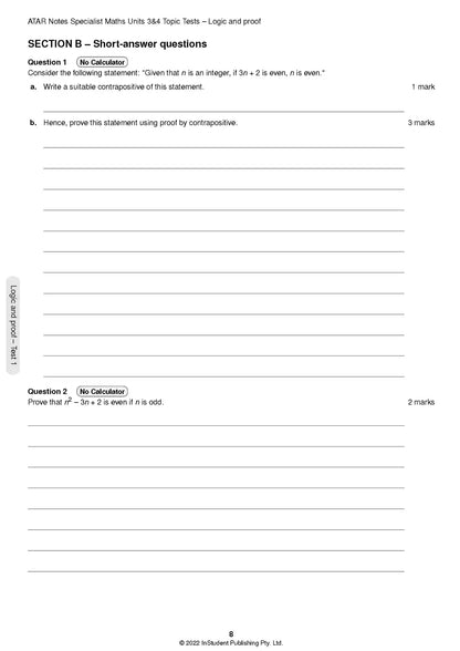 Atar Notes VCE Specialist Maths Units 3&4 Topic Test