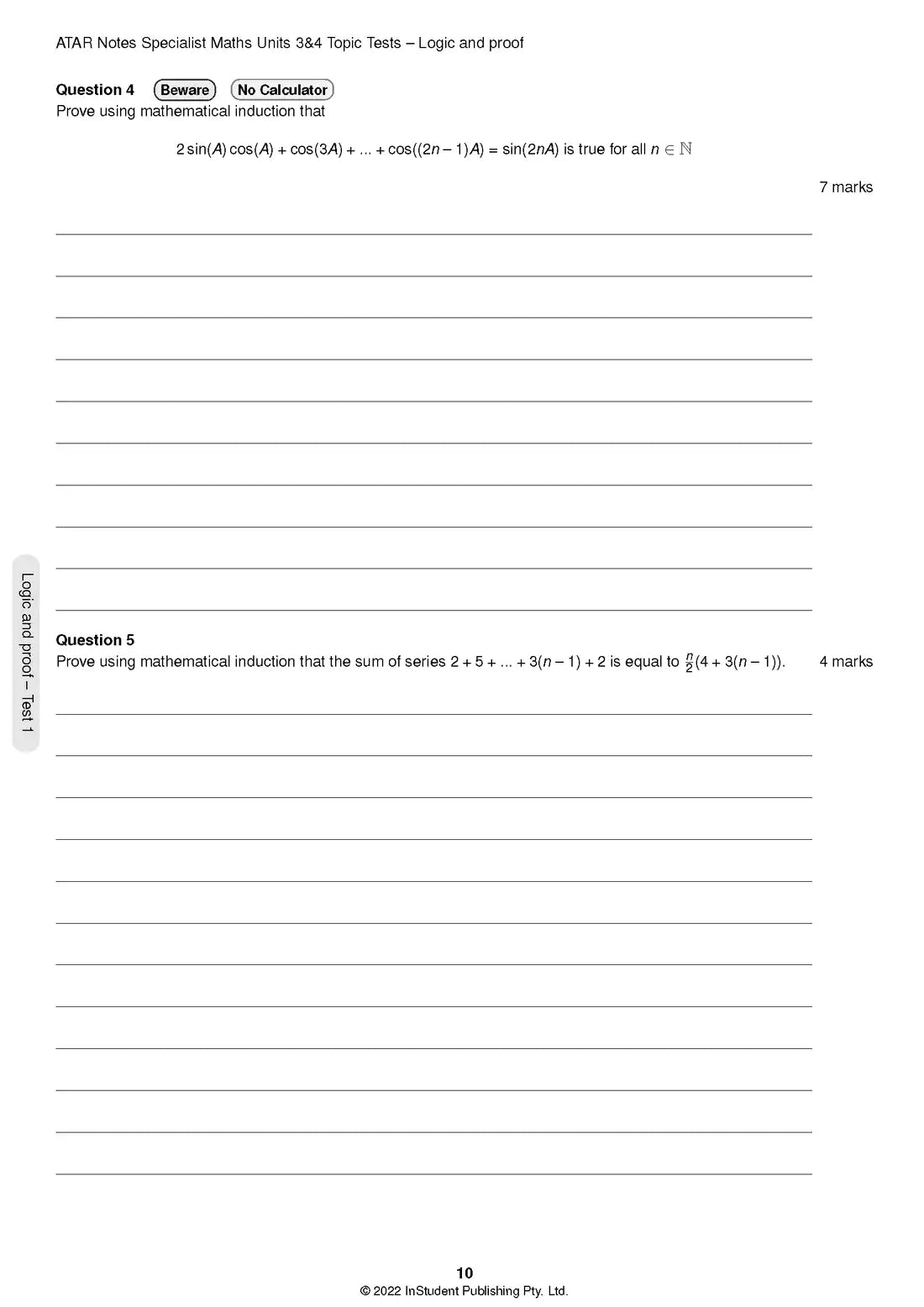 Atar Notes VCE Specialist Maths Units 3&4 Topic Test