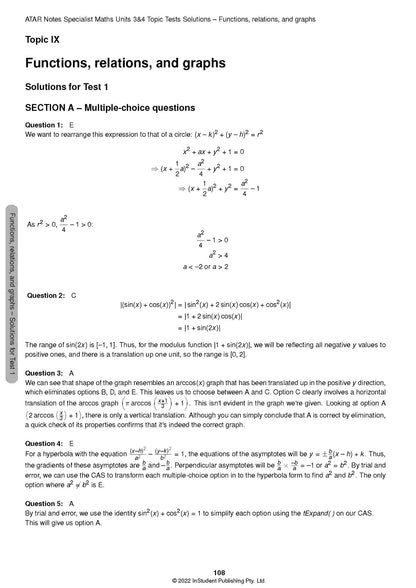 Atar Notes VCE Specialist Maths Units 3&4 Topic Test