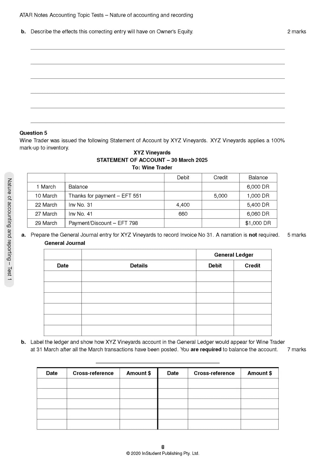 ATAR Notes Accounting Units 3 & 4 Topic test