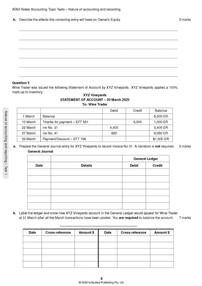 ATAR Notes Accounting Units 3 & 4 Topic test