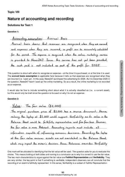 ATAR Notes Accounting Units 3 & 4 Topic test