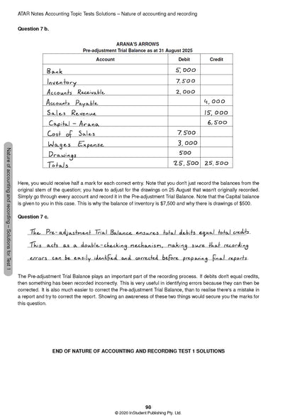 ATAR Notes Accounting Units 3 & 4 Topic test